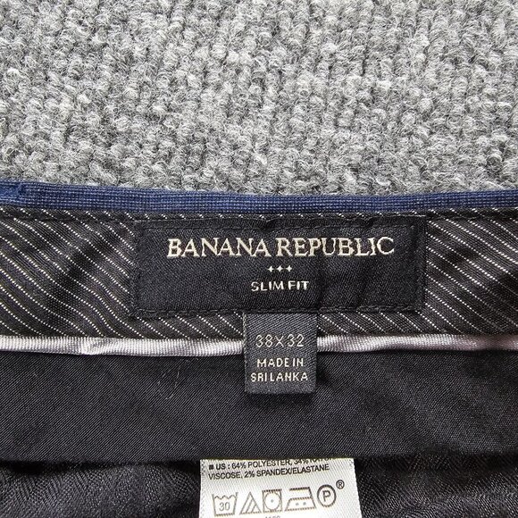 Banana Republic Dress Pants Mens 38x32 Blue Slim Fit Preppy Casual - Picture 6 of 7